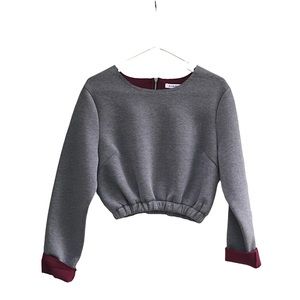 • Glamorous by Nasty Gal • Cropped Grey Long Sleeve Top